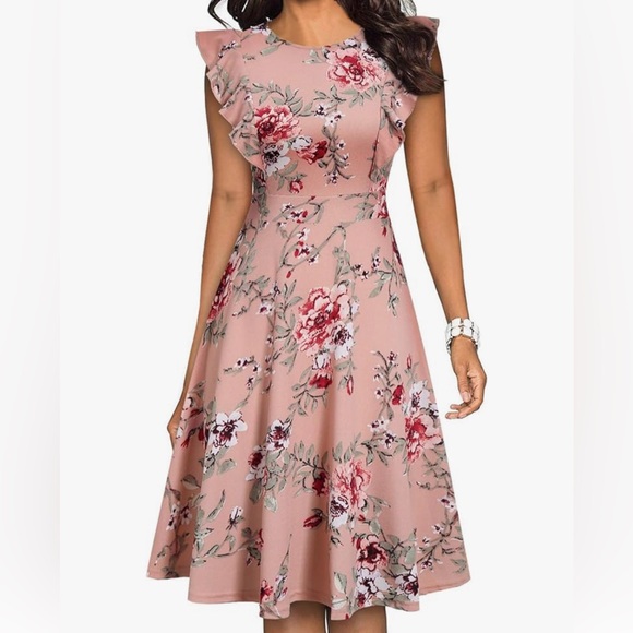 Amazon Dresses & Skirts - Amazon Blush Pink Floral Mini Dress - Size Extra Large